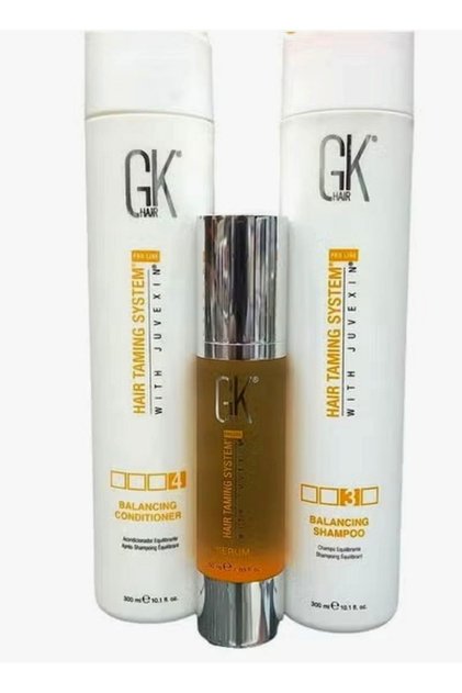 GK Hair Set: Shampoo & Conditioner 300ml & Serum 50ml, Rebalances damaged hair and is sulfate free.