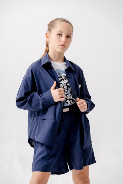 Girl's Side Pleated Shirt T-Shirt Set of Two