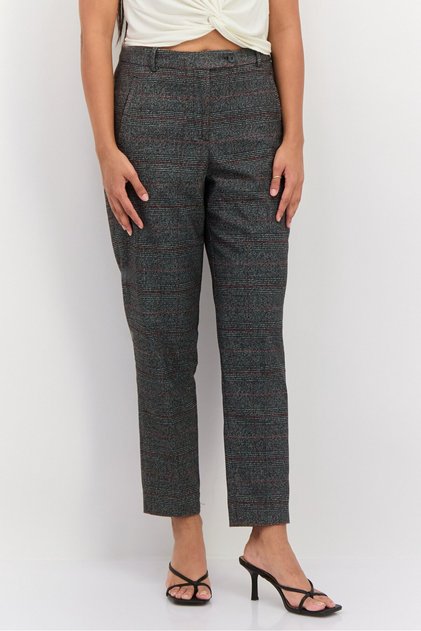 Women Regular Fit Inseam Straight Leg Pants, Dark Grey