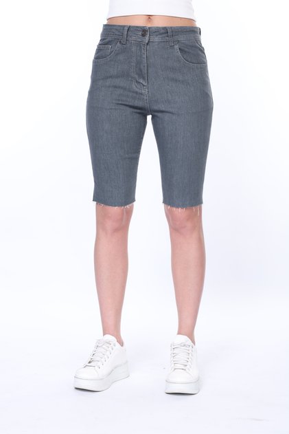 Bermuda High Waist Full Lycra Women's Denim Shorts (Seamless Leg)