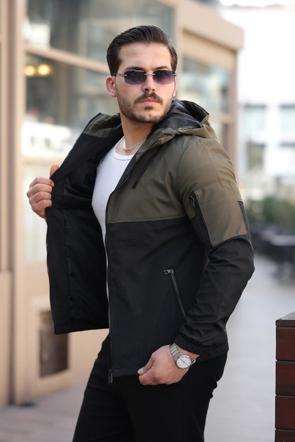 معطف موسمي بغطاء رأس أسود اللون PLDP 2907_60021-1