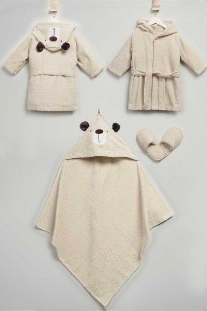 Newborn Baby Towel Bathrobe Set Organic - Baby Birth Gift