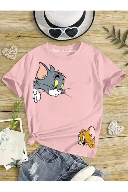 Tom and Jerry Printed Oversize Children's T-Shirt on the Corner