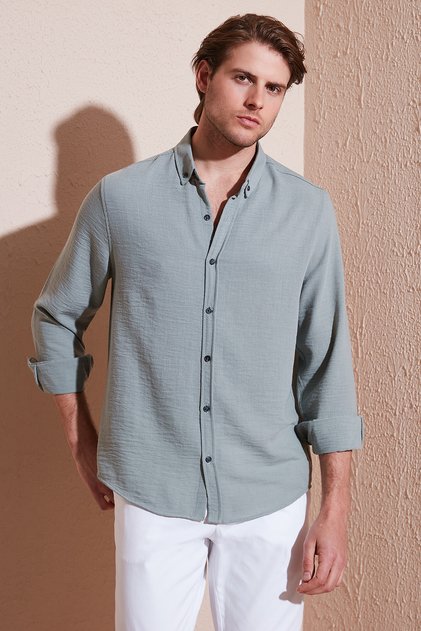 Regular Fit Uzun Kollu Düğmeli Yaka Gömlek Erkek GÖMLEK CF25S116777