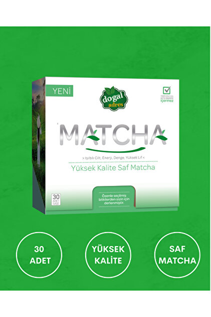 Doğal Adres Matcha - Yüksek Kalite Saf Matcha - 30 Şase ( 30 X 1,5