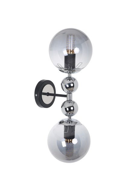 Misket Black Chrome 2 Sconce with Smoked Glass