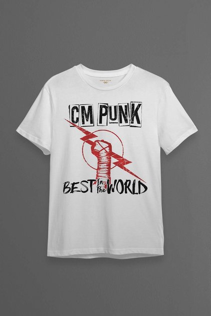 Short Sleeve Best in the World cm Punk Mixed Martial Arts Gym Sports White Printed T-Shirt