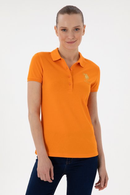 Women's Orange Basic Polo Neck T-Shirt 50280071-Vr051