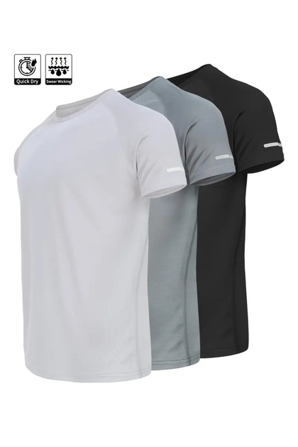3'lü Hızlı Kuruma Özellikli Atletik Teknik Performans Spor T-shirt