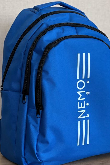 Unisex Blue Backpack Large Size School Bag Travel Water Repellent Sports Bag 45X30X15Cm 24Lt