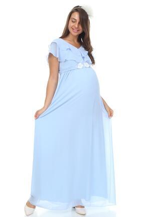 Il 100051-Chiffon Maternity Wear Midi Dress with Cape and Straps-  Trendyol