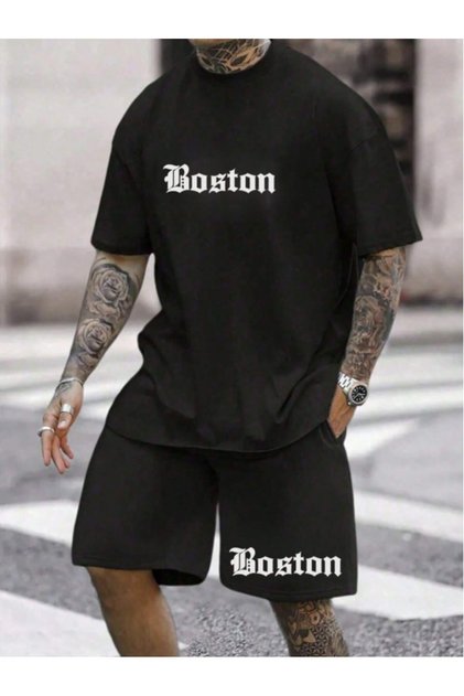 Manfinity Homme White Cotton Comfortable Men's Short Sleeve T-Shirt and Shorts Set