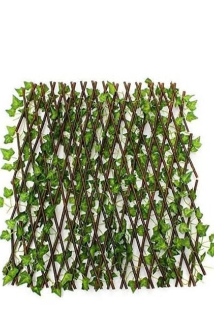 1.2m Large Expandable Bamboo Fence with Artificial Plants for Deck and Garden Decoration