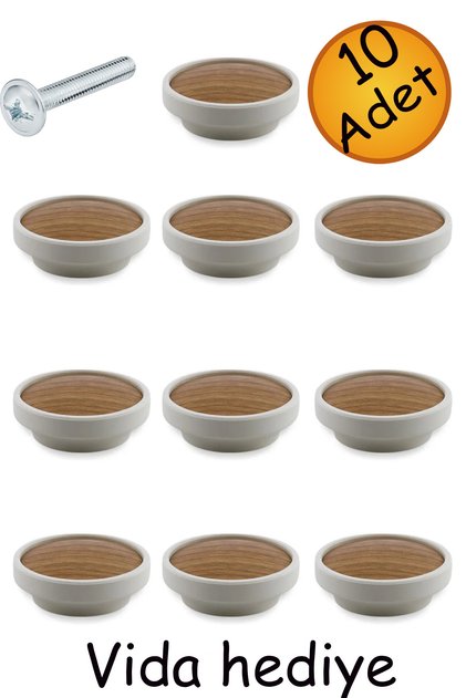 Alya 10 Adet Kulp Düğme Ahşap Desenli Çekmece Mutfak Mobilya Dolabı Dolap Kulpu Kulbu Kulpları.