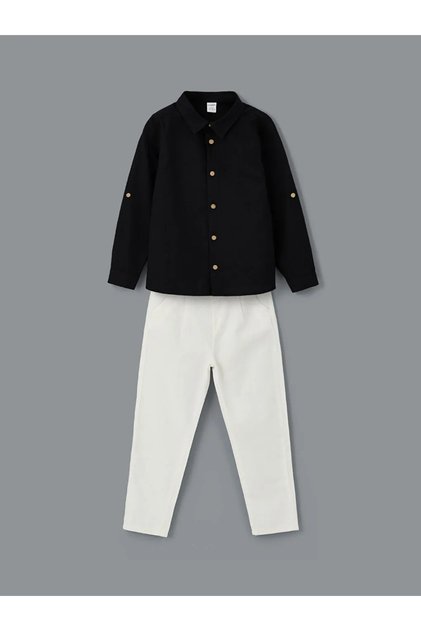 Lcw Kids Black Poplin Boy's Shirt and Pants 2-Pack