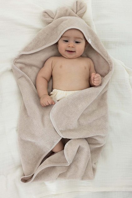 Tiny Bear Organic Cotton Baby Swaddle Beige 75X75 cm