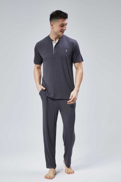 Rise 2Li 1.Kalite Bambu Likra Erkek Kısa Kol Pijama Takımı