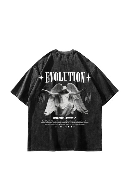 Evolution Back Printed Washable Black Unisex Oversize T-shirt