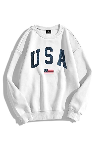 Unisex USA Flag Crew Neck Sweatshirt Hoodie
