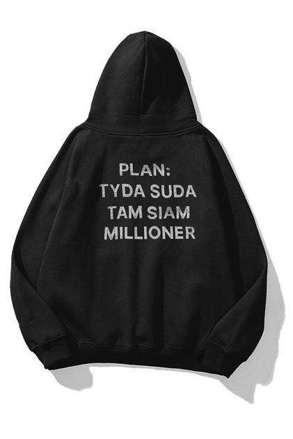 Unisex Plan Taş Baskılı Sweatshirt Siyah