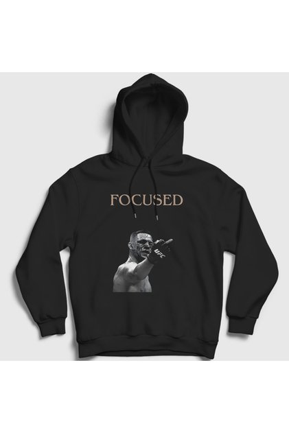 Unisex Black Focused Nate Diaz Mma Ufc Hooded Sweatshirt 427470Tt