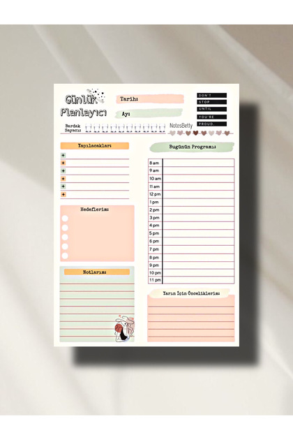 مفكرة Notesbetty Daily Planner مقاس A5 - دفتر ملاحظات - قائمة المهام - مفكرة