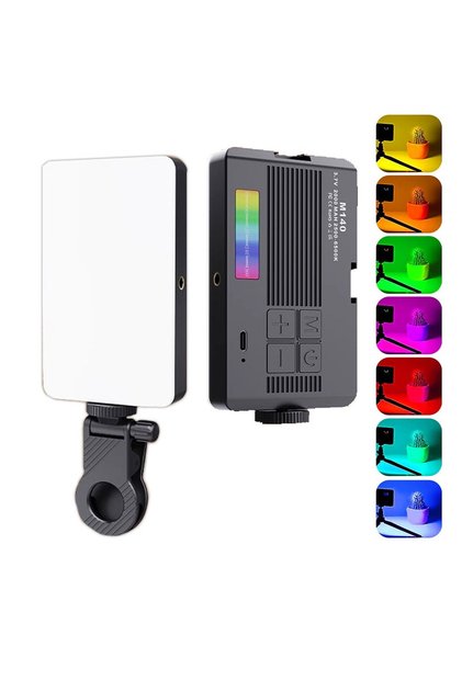 مصابيح فيديو RGB مع مشبك، مصباح تعبئة LED للجيب، 2700-6500K قابلة للتعتيم للتصوير الفوتوغرافي