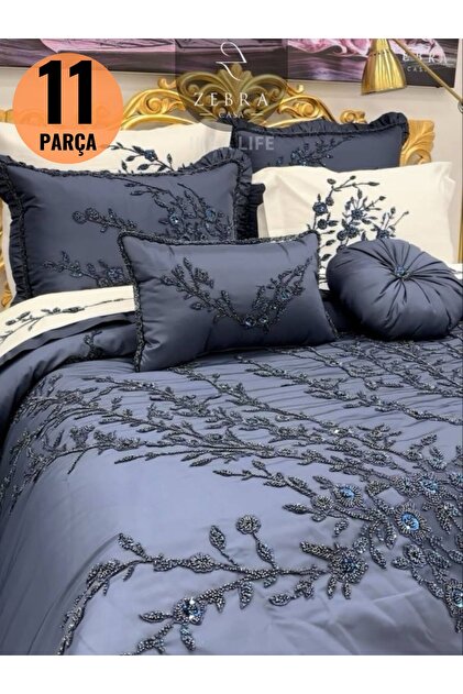 ZEBRA CASA Elenor Lacivert 11 Parça Yatak Seti / Ceyiz seti