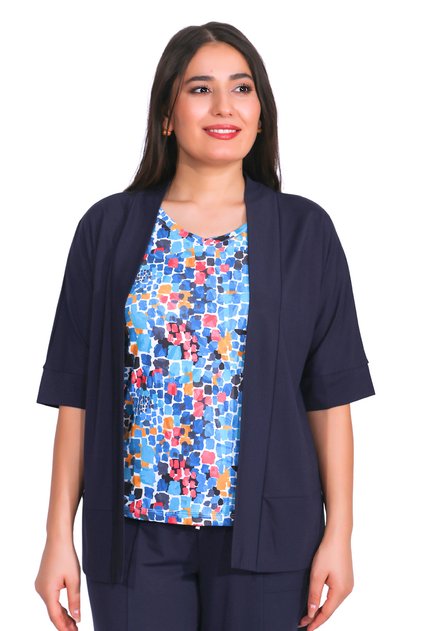 10960 Dark Blue Relaxed Cut Knitted Cardigan