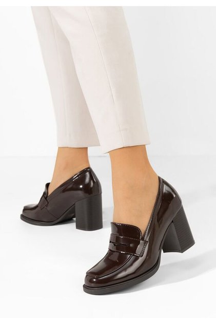 Loafers γυναικεια με τακουνι Odesia καφε