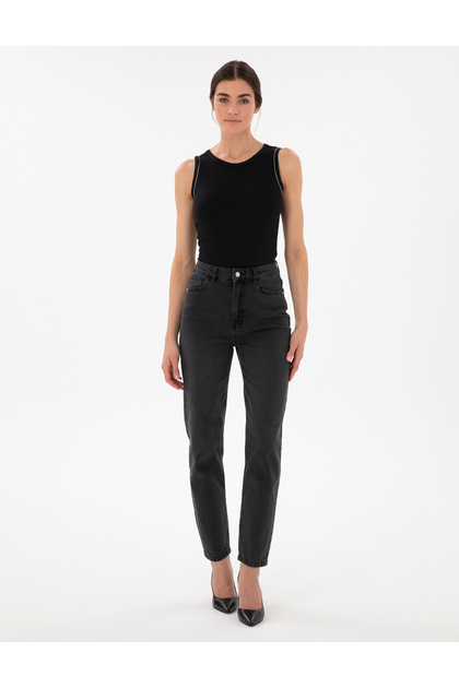 Anthracite Mom High Waist Fit Jean Trousers 50301246-Vr006