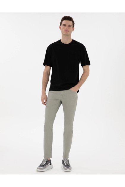 Pi̇erre Cardi̇n Woven Khaki Slim Fit Jean Pants