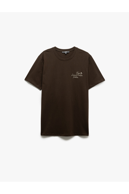 Crew Neck Cotton Regular Fit Embroidered Short Sleeve T-Shirt