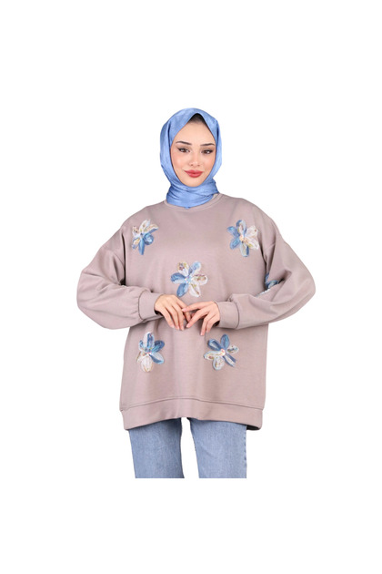 Women's Tulle Floral Patterned Tunic / Sweat