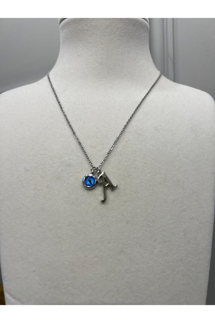 Letter Necklace - Letter with Evil Eye Bead, with Steel Chain