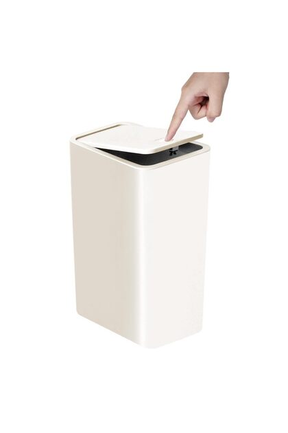 10L 1 Pack White Bathroom Trash Can-10L Small Garbage Can with Press Top Lid for Toilet,Bedroom,Livi