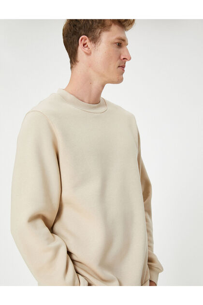 Basic Sweatshirt Bisiklet Yaka Uzun Kollu Şardonlu