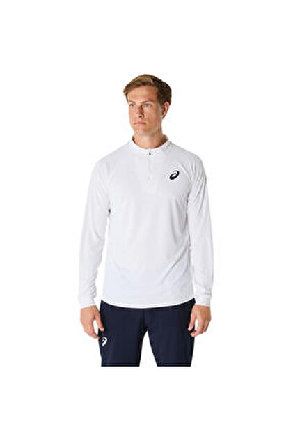 Asics MATCH LS 1/2 ZIP TOP Erkek Beyaz Uzun Kollu Tshirt 2041A321