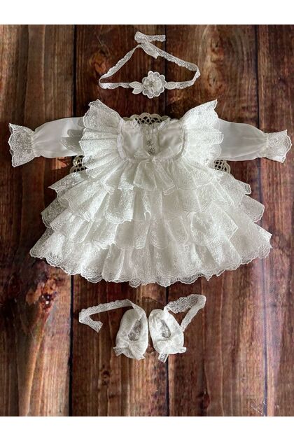 Baby Girl Stylish Cotton Lace Dress Set