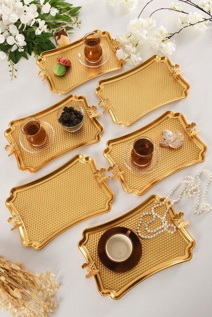 Fiano Butterfly Honeycomb Model Butterfly Detailed Presentation Tray Gold Set of 6