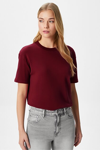 Ritnice Kadın Chery Bordo Kiraz Dikişli T-Shirt - Fiyatı, Yorumları