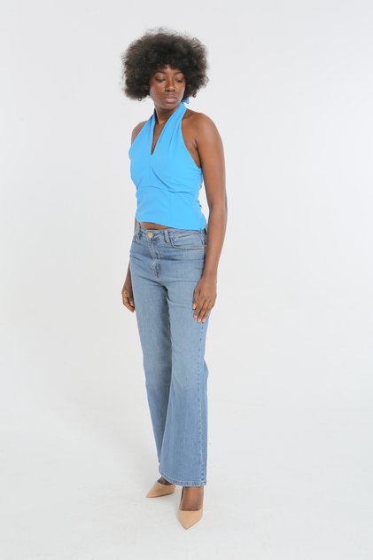 KOYU MAVİ İSPANYOL PAÇA JEANS