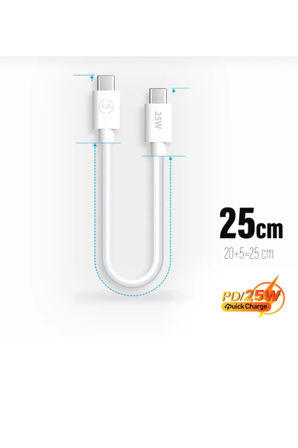 20w Hızlı Type C Şarj Kablosu Çift Taraflı Type-c To Type-c 20w Pd Şarj Kablo 25cm Kısa Araç Içi