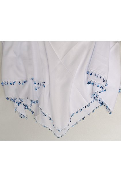 Evil Eye Scale Crochet White Head Cover Scarf Prayer Cloth