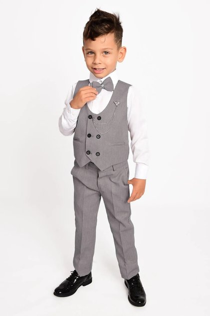 Boy's Tuxedo Suit with Vest and Bow Tie for Eid