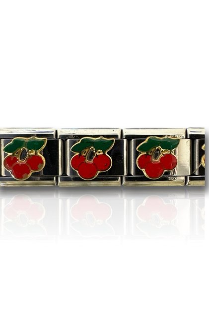 1 Piece Triple Cherry Figured, Character Steel Italian Bracelet Charm