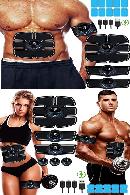 ESENLİWE Siyah Sixpad Abs Fitness 4'lü Tam Vücut Kas Geliştirici