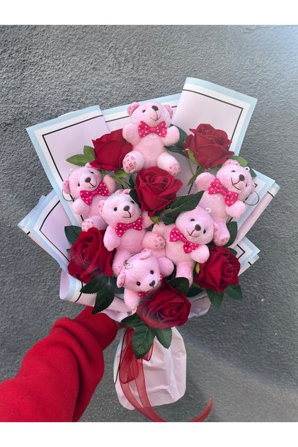 Ayıcık Buketi, Pembe Ayıcık Buketi, 6’lı Ayıcık Buketi, Sevgililer Günü Hediyesi,Sevgiliye Hediye