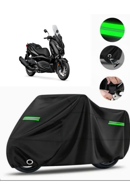 Yamaha 2025 XMAX 250 Tech MAX Arka Çanta Uyumlu Premium Motosiklet Brandası(Kilit Uyumlu)Siyah-Gri