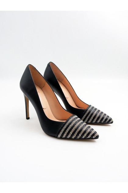 Black Genuine Leather Women's Stiletto